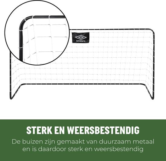 Umbro Voetbaldoel - Voetbal Goal 182 x 122 x 61 cm - Voetbalgoal Groot - Makkelijk te Verplaatsen - Buitenspeelgoed voor Kinderen en Volwassenen - Voetbal Training Doel - Metaal - Zwart/Wit