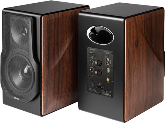 Edifier - S3000MKII Premium Actieve 2.0 Speakers - 256 W RMS - Zwart & Bruin Hout - Hi-Res Audio & Bluetooth 5.0 - Draadloos Verbonden Systeem - Ultieme Geluidservaring