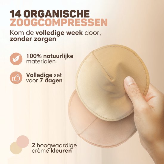 Vulpes Goods® BabyCare - Wasbare Zoogcompressen - Organisch - 14 Stuks - Cup B t/m D - Wasbaar - Natuurlijk - Milieuvriendelijk - Incl. Waszak en Opbergetui