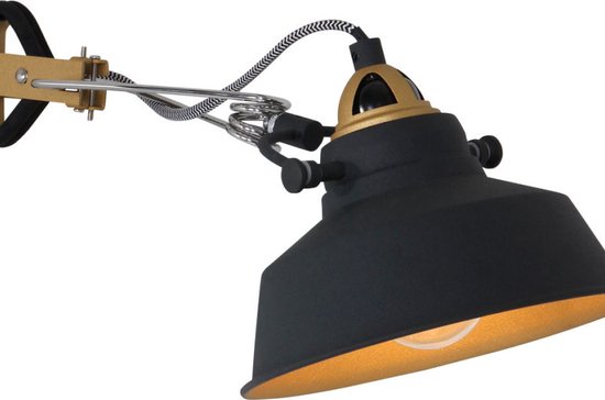 Wandlamp Nove 1320ZW - Zwart, Draaibaar & Kantelbaar, Kunststof/Metaal - Mexlite
