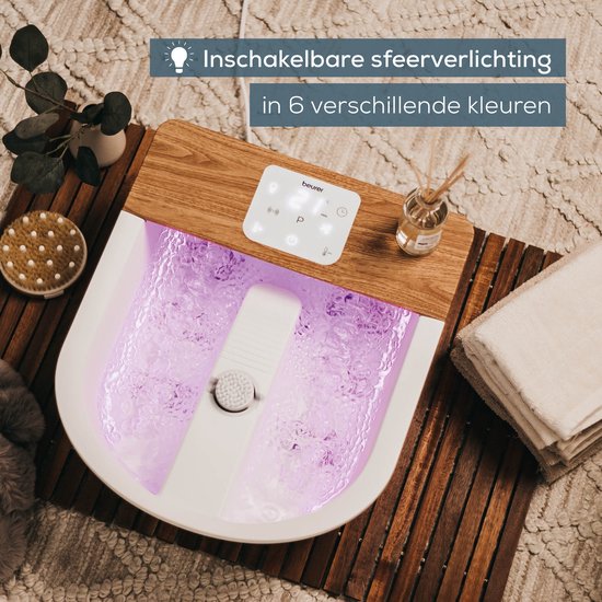 Beurer FB 65 Elektrisch voetenbad - Voetmassage - Trillings-en bubbelmassage - Aromatherapie - Infrarood - LED sfeerverlichting - Verwarming - Magnetische velden - Voetreflex rollers - 3 Pedicure-opzetstukken - Tot maat 51 - 3 Jaar garantie