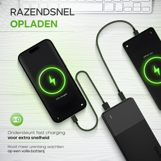 iSetchi BoostMax - Universele Powerbank - 30000 mAh - Externe Batterij - Noodpakket - USB-C & Micro USB - Draagbare Lader - 22.5W Fast Charge - Zwart