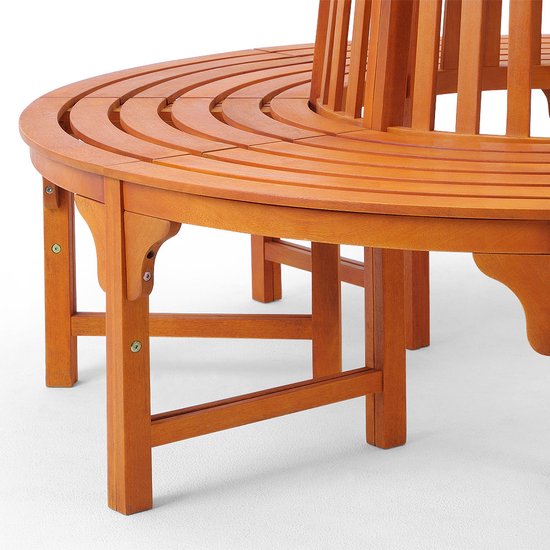Casaria Elegante 360° Boombank van Duurzaam Eucalyptus Hardhout - 160 cm Diameter, 92 cm Hoog