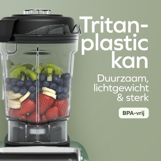 KitchenBrothers Power Blender - 1600W - 2L - Smoothie Maker - IJscrusher - Pastelgroen