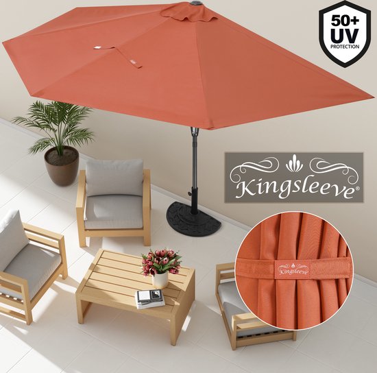 Kingsleeve Parasol Halfrond - Ø 2,7m UV 50+ Bescherming - Terracotta