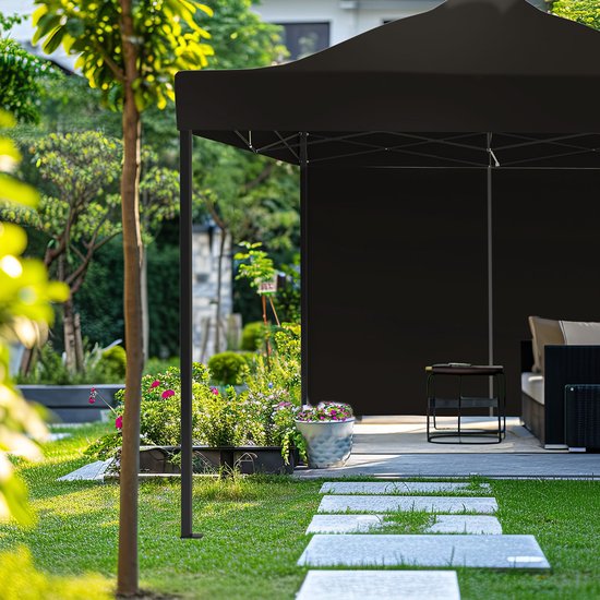 LifeGoods Partytent - Paviljoen - Easy Up - Opvouwbaar - Zijwanden - Waterdicht - Met Draagtas - 292 x 292 cm – Antraciet