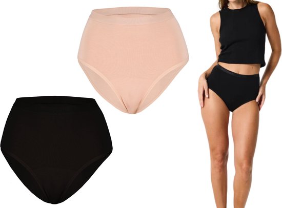 Bamboo Elements - XL - Menstruatie Ondergoed - High Waist Brief - Nude - Period Underwear - Menstruatieslip - Menstruatie Onderbroekje - Ondergoed Dames Slips