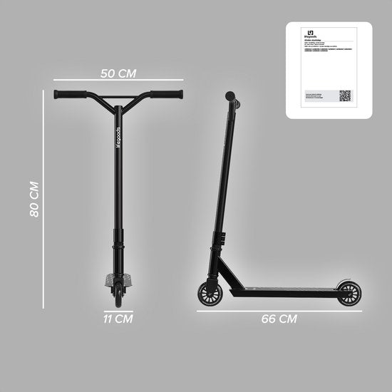 LifeGoods Stuntstep Fly X - 6+ Jaar - Step voor Kinderen - Jongens/Meisjes - 100mm - 100KG - Zwart/Wit