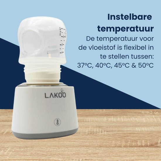 LAKOO Digitale flessenwarmer - Babyvoeding - Draadloos - 2024 Model - tot 6x opwarmen zonder stroom