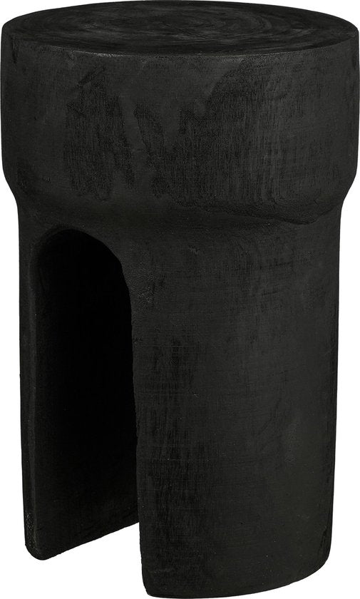 Mica Decorations Latty Bijzettafel - H46 x Ø30 cm - Paulownia Hout - Zwart