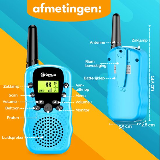 Squago Walkie talkie 3 stuks - Voor Kinderen & Volwassenen - WalkieTalkie