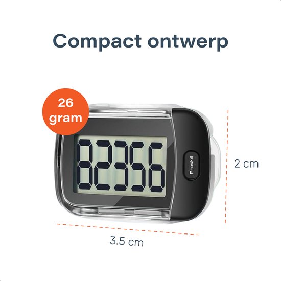 Proskill Stappenteller met Clip - Eenvoudige activity tracker - Broekzak -Geschikt voor dames, heren & kinderen - Wandelen & fitness
