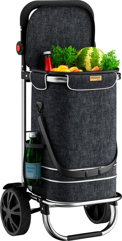 Monzana Boodschappentrolley – 56L tot 50kg Afneembare Tas – Zwart