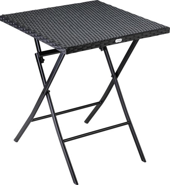 Casaria Klaptafel Polyrattan - 75x65x65 cm – Weerbestendig - Zwart