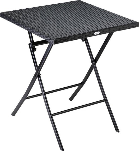 Casaria Klaptafel Polyrattan - 75x65x65 cm – Weerbestendig - Zwart