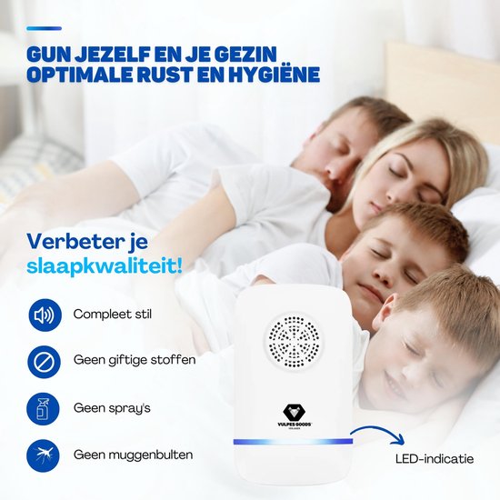 Vulpes Goods® Verjager - Ultrasone Muizenverjager PRO - 8-in-1 Ongedierte Verjager - Muizenverjager voor binnen - Pest Reject - Ongediertebestrijding - Insectenverjager - Muggenverjager - 4 Pack - Wit