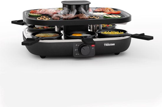 Tristar Gourmetset - RA-2760 Clean Air - Ingebouwde afzuiging - 1100W - Bakplaat 6 personen - Zwart