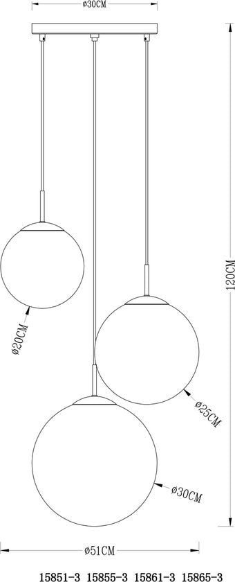 Globo - hanglamp - Varus - goud - glas - Ø 51cm - E27 - 15855-3