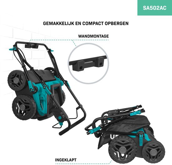 VONROC Elektrische verticuteermachine - gazonbeluchter – 1500W - maaibreedte 36 cm – 5 standen: 4 dieptestanden (12/9/6/3 mm) + 1 transportstand (+10 mm) – incl. 45L. opvangbak