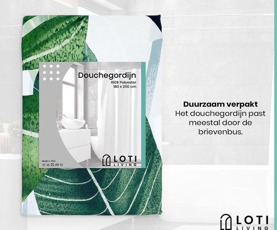 Loti Living Douchegordijn Anti Schimmel – Strelitzia - Inclusief ringen – Waterdicht - Polyester - Douchegordijn 180x200 cm