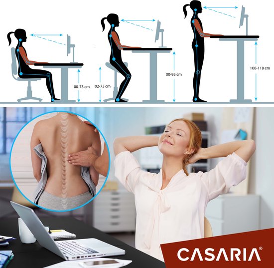 Casaria Zit Sta Bureau – Hoogte Verstelbaar Elektrisch - 110x60cm Zwart
