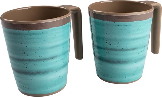 Bo-Camp - Mok - Halo - L - Melamine - 4 Stuks - Aqua