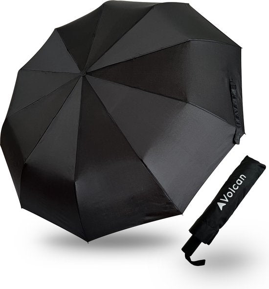 Volcan Stormparaplu Opvouwbaar - Stormparaplu's - Inklapbaar - Ø 110 cm - Windproof tot 100km p/u - Grote Paraplu - Automatisch - Zwart