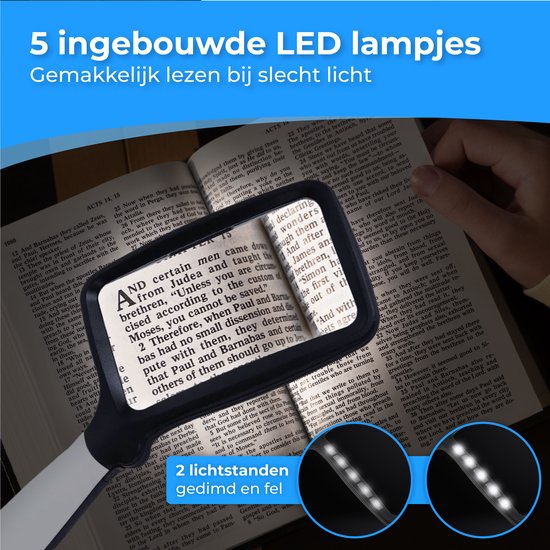 Nuvance - Vergrootglas met Verlichting - Loep - Vergrootspiegel - Loeplamp met Led Verlichting - Leesloep voor Volwassenen en Ouderen