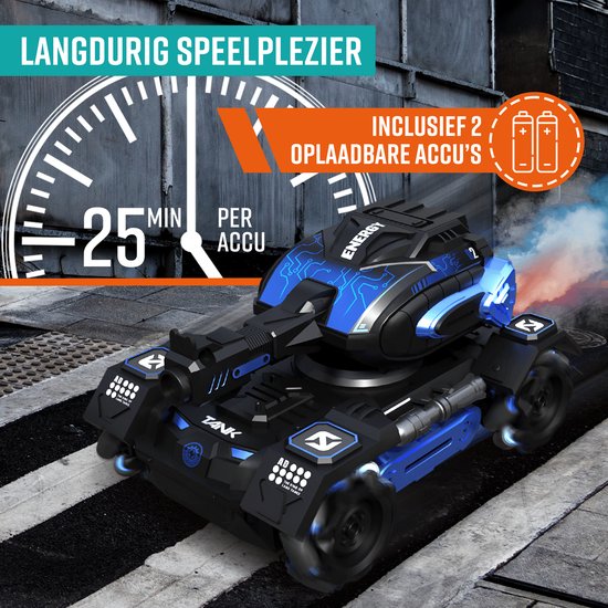 NAPI Bestuurbare Auto - RC Tank met Kogels, 2 Accu’s en Rookgenerator - RC Car voor Jongens - Buitenspeelgoed - Race Autos - Speelgoedauto Buiten - Radiografisch - Tankslider