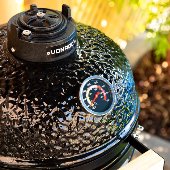 VONROC - BBQ - Kamado - 13" - Met beschermhoes, plate setter & onderstel - Houtskoolbarbecue – Keramisch