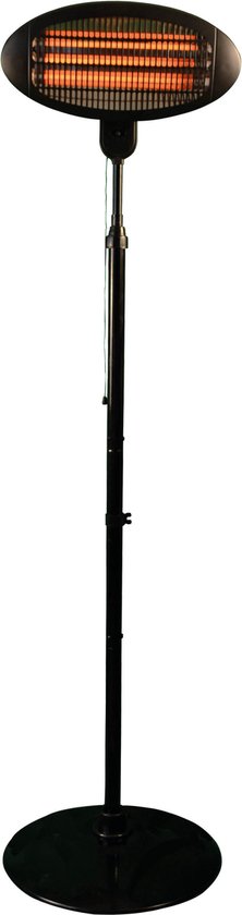 BRASQ Elektrische Terrasverwarmer Staand PHS100 - Heater 2000W - 3 warmtestanden - Verstelbaar - Spatwaterdicht - Voor binnen en buiten- Zwart