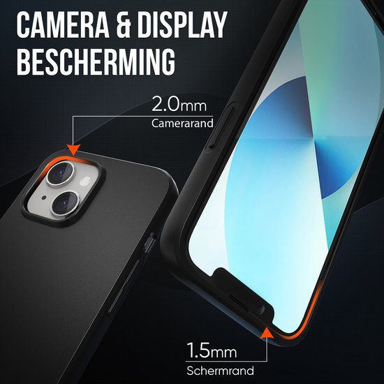 Telefoonhoesje Zwart Geschikt voor Iphone 13 Hoesje Met Screenprotector Beschermglas