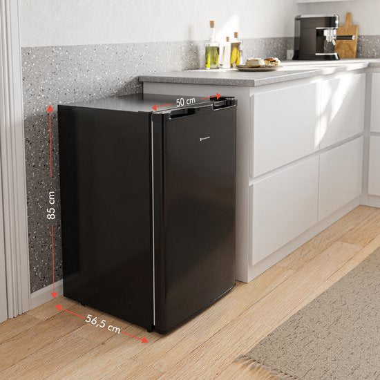 KitchenBrothers Koelkast - 88L Koelvak - 14L Vriesvak - Koelvriescombinatie - IJskast - Frigo - Vrijstaand - Zwart