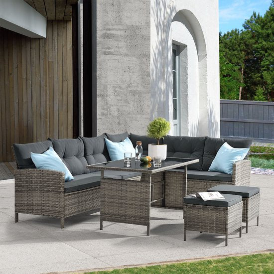 Juskys Polyrotan Loungeset - Manacor - Grijs
