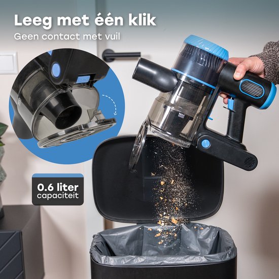 Ølven Steelstofzuiger CleanMax - Draadloos - 400W - Kruimeldief - 55Min Accu - Stofzuiger Zonder Zak - Aroma Functie