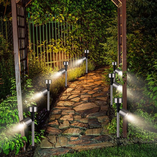Monzana Set van 6 LED-zonne - tuinlicht - Roestvrij staal