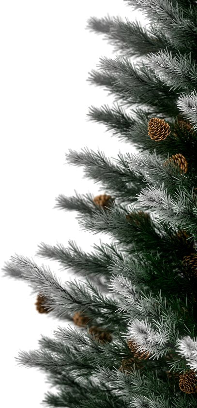 Casaria Kerstboom 180cm PVC – Sneeuw Effect Denneappels - Groen-Wit