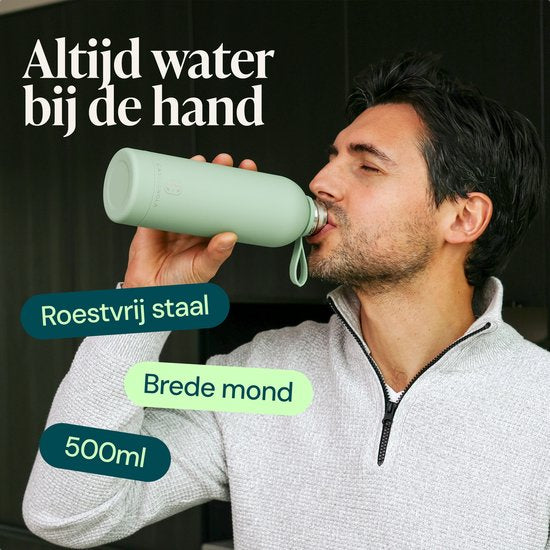 Castagnola Waterfles - RVS Drinkfles 500 ML - Stalen Thermosfles - Drinkflessen voor Volwassenen - Dubbelwandig - Groen
