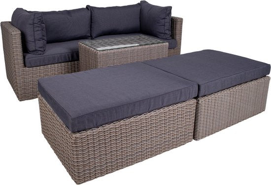 Rossi Lounge Set - Lounge set in cubo-grijs met zwarte kussens