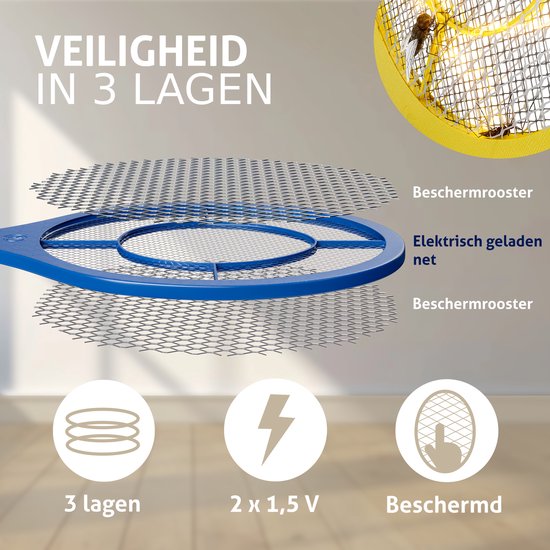 MONZANA Vliegenmepper – Set van 3 Elektrisch – Veiligheidsgaas