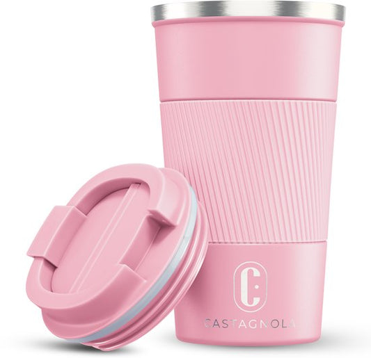 Castagnola Thermosbeker - Koffiebeker To Go - Travel Mug voor Koffie en Thee - Theebeker - 510 ML - RVS - Roze