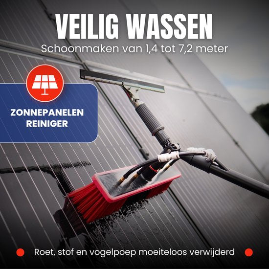 Aqualitá Telescoopsteel Ramenwassen - 9M - Waterdoorvoer - Zeem - Ramenwasser - Zonnepanelen Reiniger