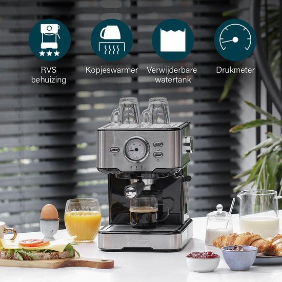 Koffiezetapparaat - Princess 249412 Espressomachines voor gemalen koffie – Met melkopschuimpijpjes voor cappucino en latte macchiato – 2 kopjes - Consumentenbond Beste Koop