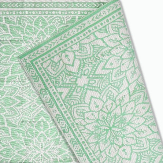 Goliving Buitenkleed Summer Flora - 183x290CM - Tuintapijt - Buitentapijt - Vloerkleed - Tuinkleed - Omkeerbaar - Incl. Draagtas - Groen/Wit