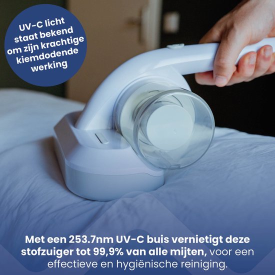 Nexxt Mijtstofzuiger met UV-C Licht Sterilisatie – Matrasreiniger – Huisstofmijt Stofzuiger – Dubbelfiltersysteem Vernietigt 99,9% Mijt – 300W