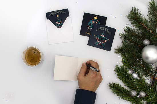 Giftmas Kerstkaarten - Wenskaarten - 52 Stuks - Met Enveloppen en Stickers - 10x10cm
