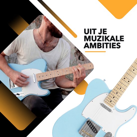 Finesse Elektrische Gitaar met Versterker - met Videocursus - TE Gitaar - Volwassenen - Kind - Blauw