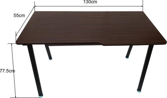 Computertafel bureau Stoer - industrieel vintage - 130 cm breed - zwart metaal bruin hout