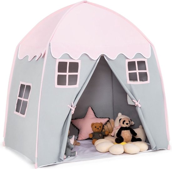 Coast Kindertent Grote Prinsessentent met draagtas antislipmat rits roze