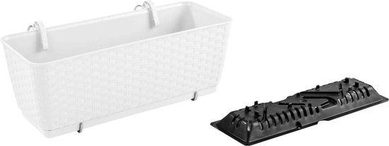 Hangende bloempot met haken Ratolla balkon wit